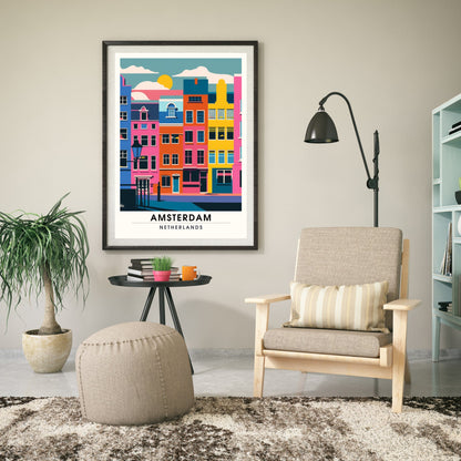 Impression Amsterdam | Poster de voyage Amsterdam | Amsterdam tout en couleurs