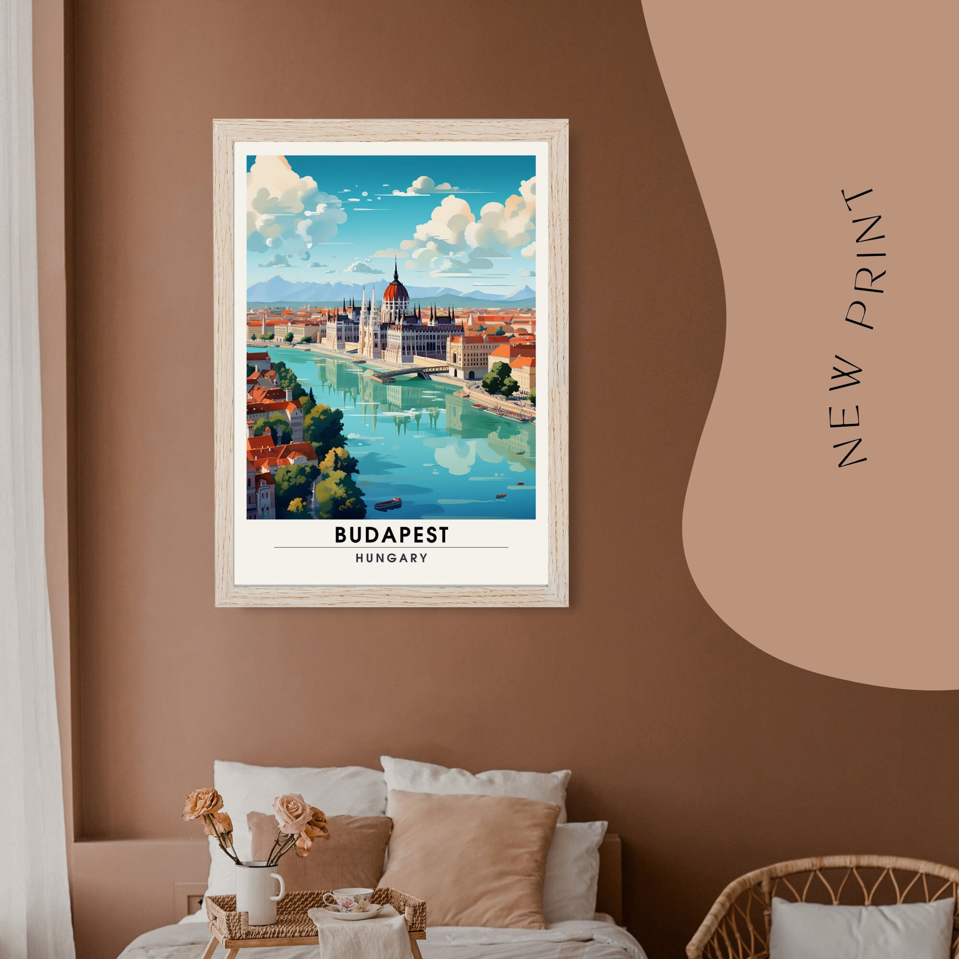 Impression Budapest | Poster de voyage Budapest | Budapest vue de ciel