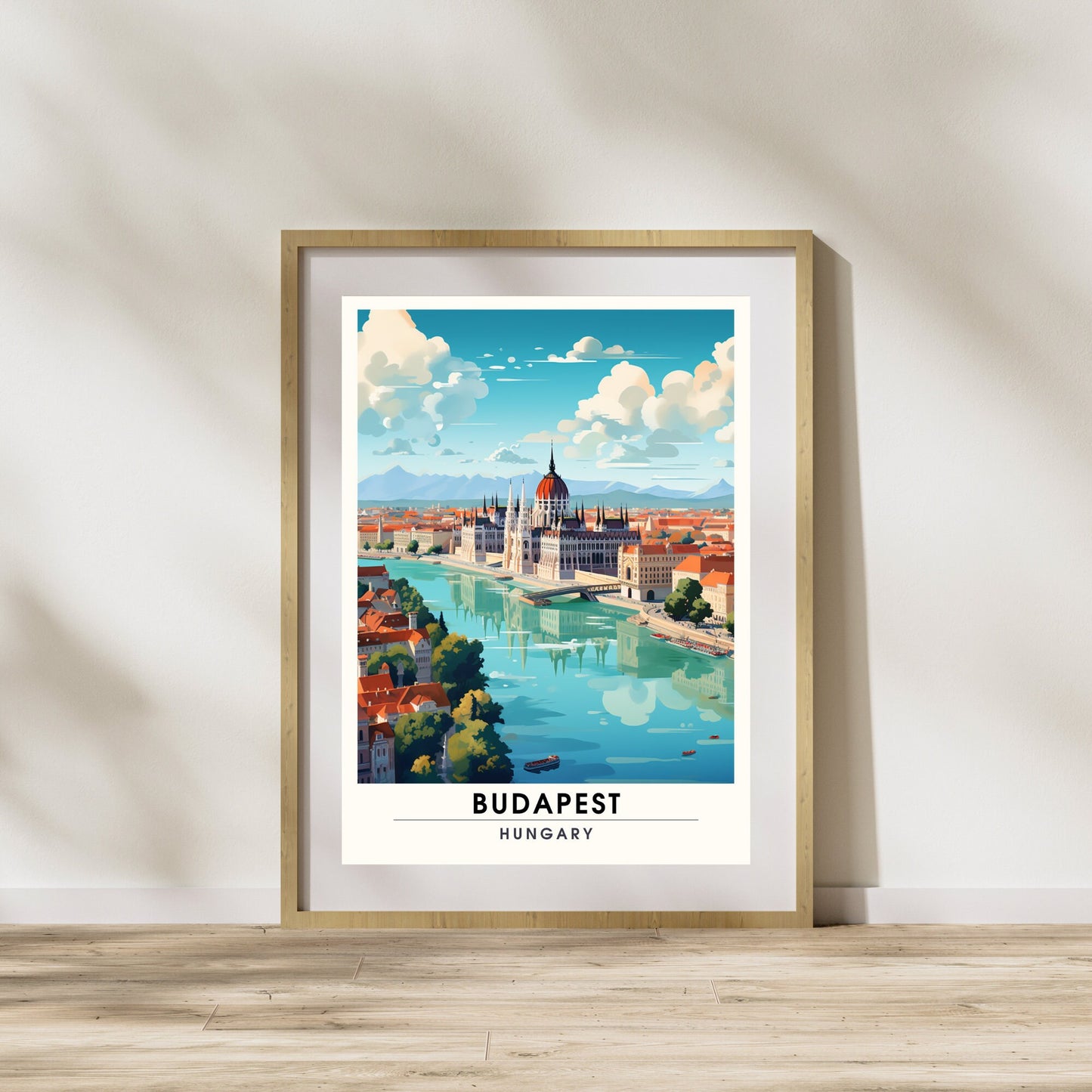 Impression Budapest | Poster de voyage Budapest | Budapest vue de ciel