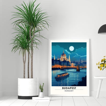 Impression Budapest | Poster de voyage Budapest | Budapest à minuit