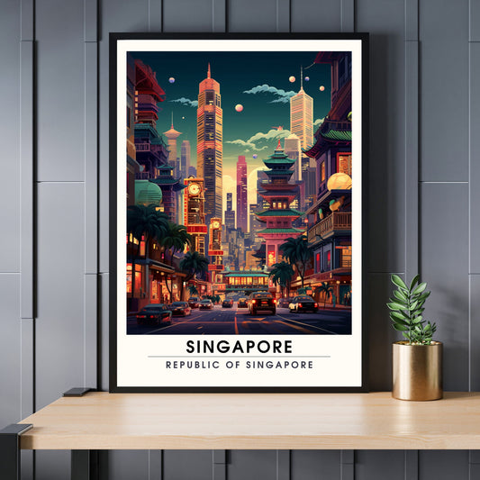 Impression Singapour | Poster de voyage Singapour la nuit