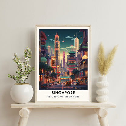 Impression Singapour | Poster de voyage Singapour la nuit