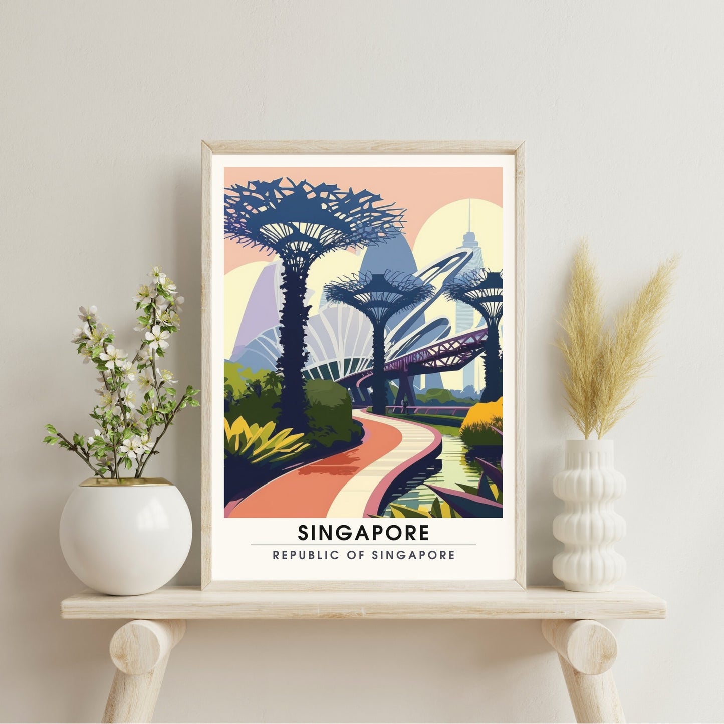 Impression Singapour | Poster de voyage Singapour la nuit