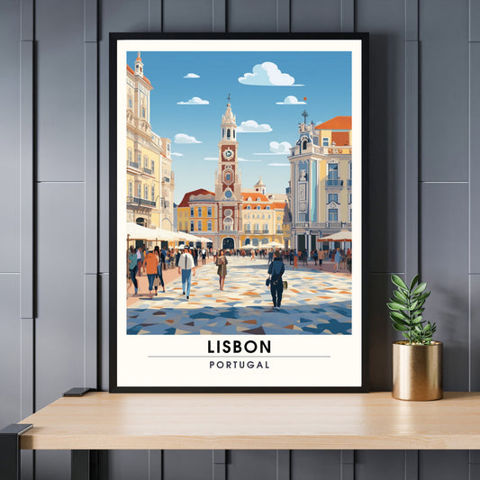 Impression Lisbonne, Portugal, Poster de voyage Lisbonne, Praça do Comércio