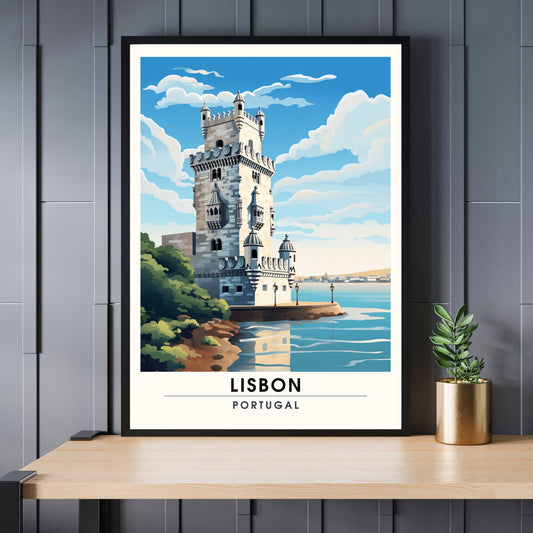 Impression Lisbonne, Portugal, Poster de voyage Lisbonne, Tour de Belem