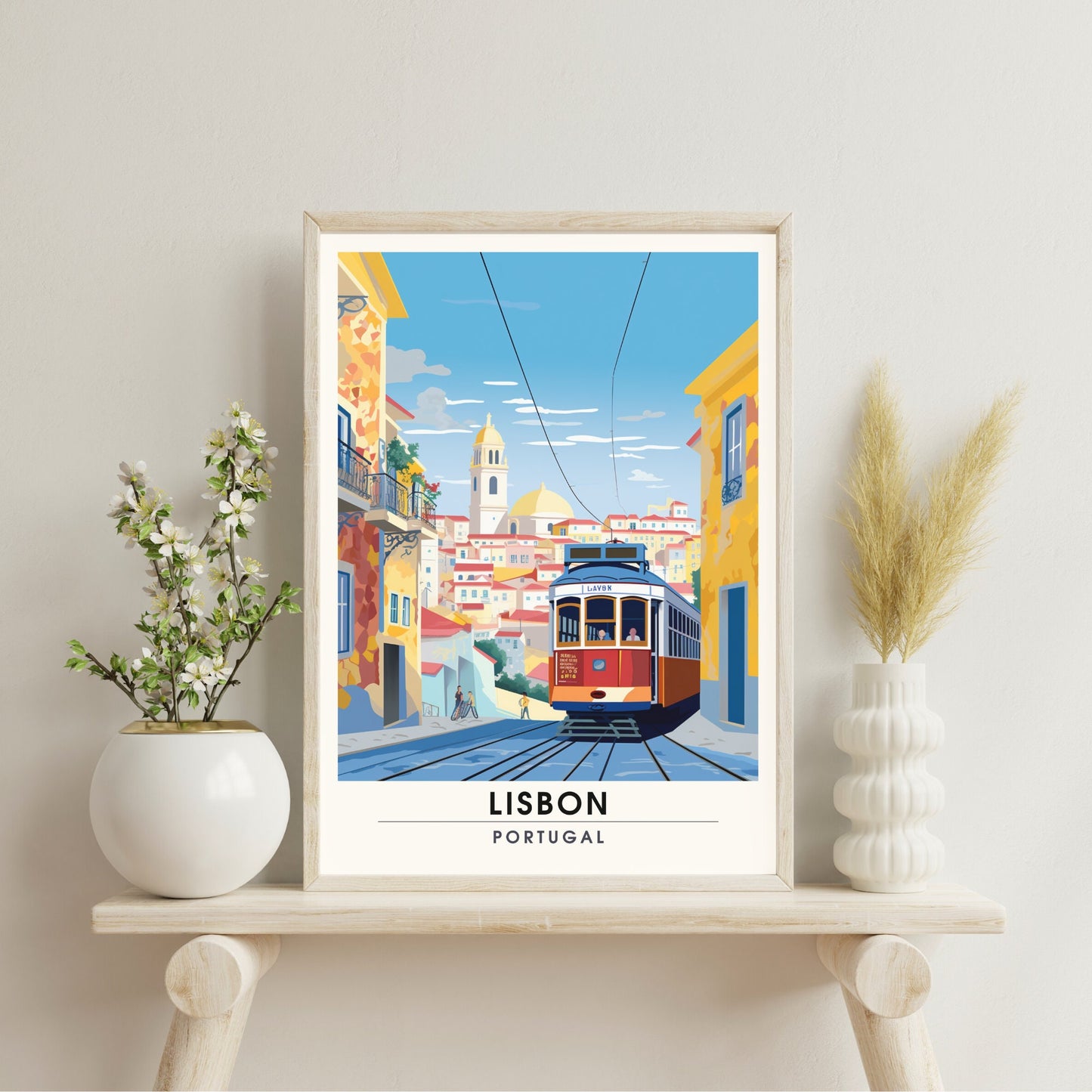 Impression Lisbonne, impression de voyage Lisbonne, Tramway rouge