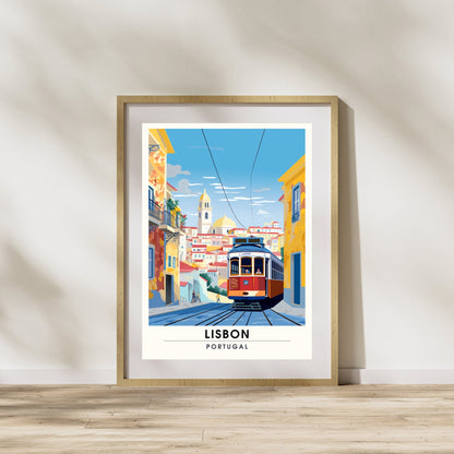 Impression Lisbonne, impression de voyage Lisbonne, Tramway rouge