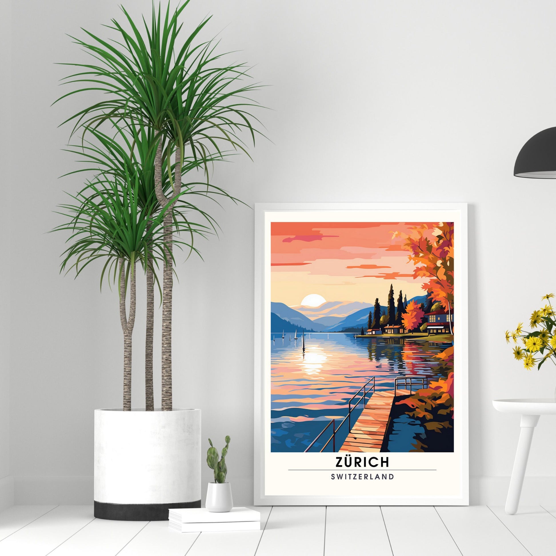 Impression Zurich , poster de voyage Zurich au coucher de soleil