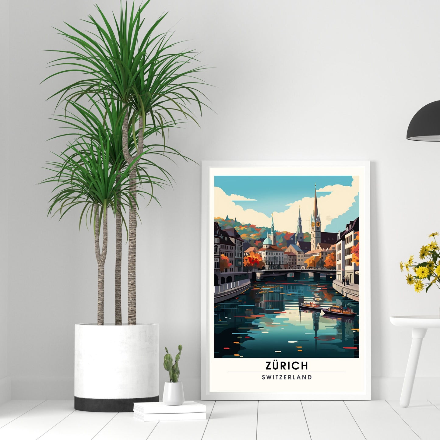 Impression Zurich , poster de voyage Zurich au coucher de soleil