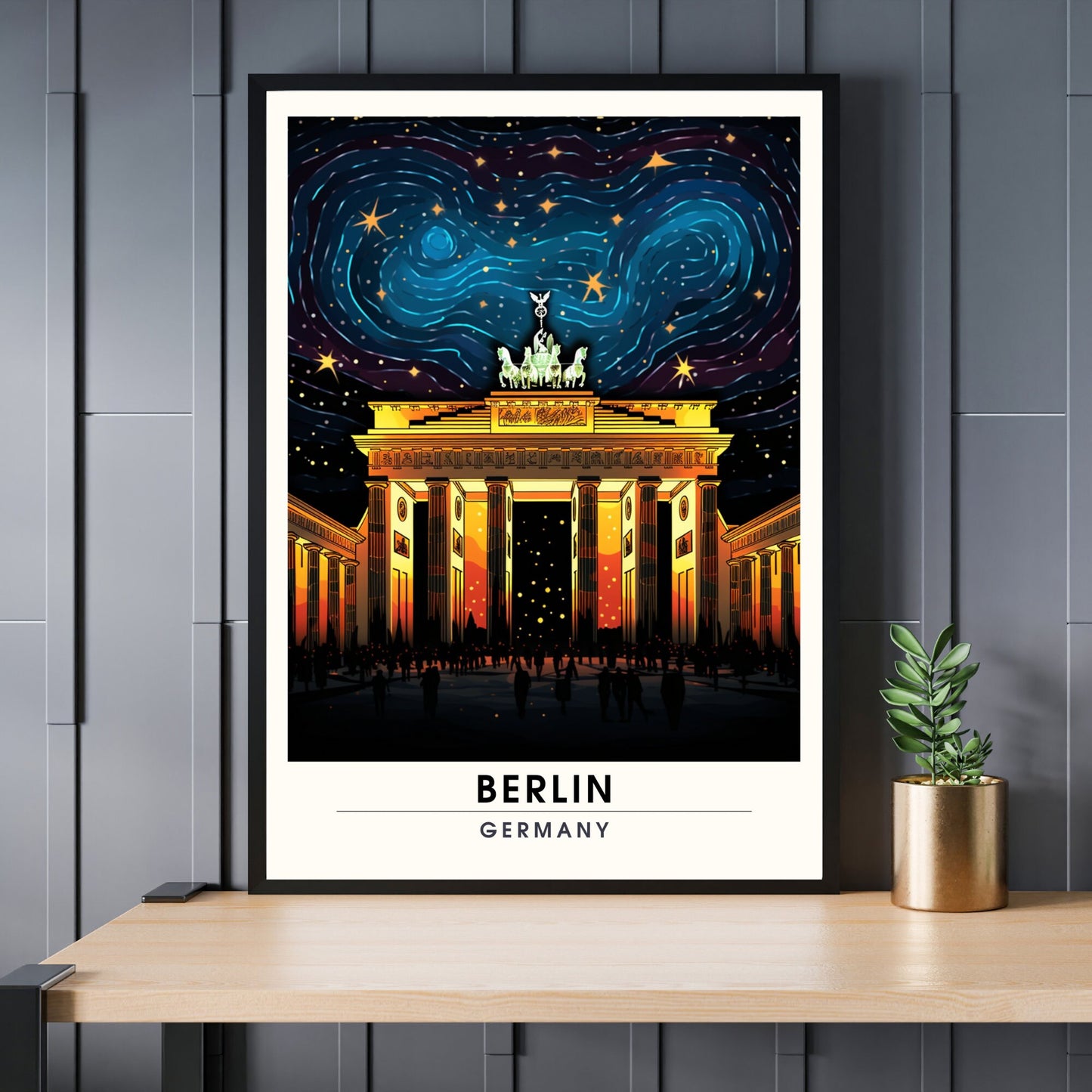 Impression Berlin | Poster de voyage Berlin, Allemagne | Porte de Brandebourg de nuit