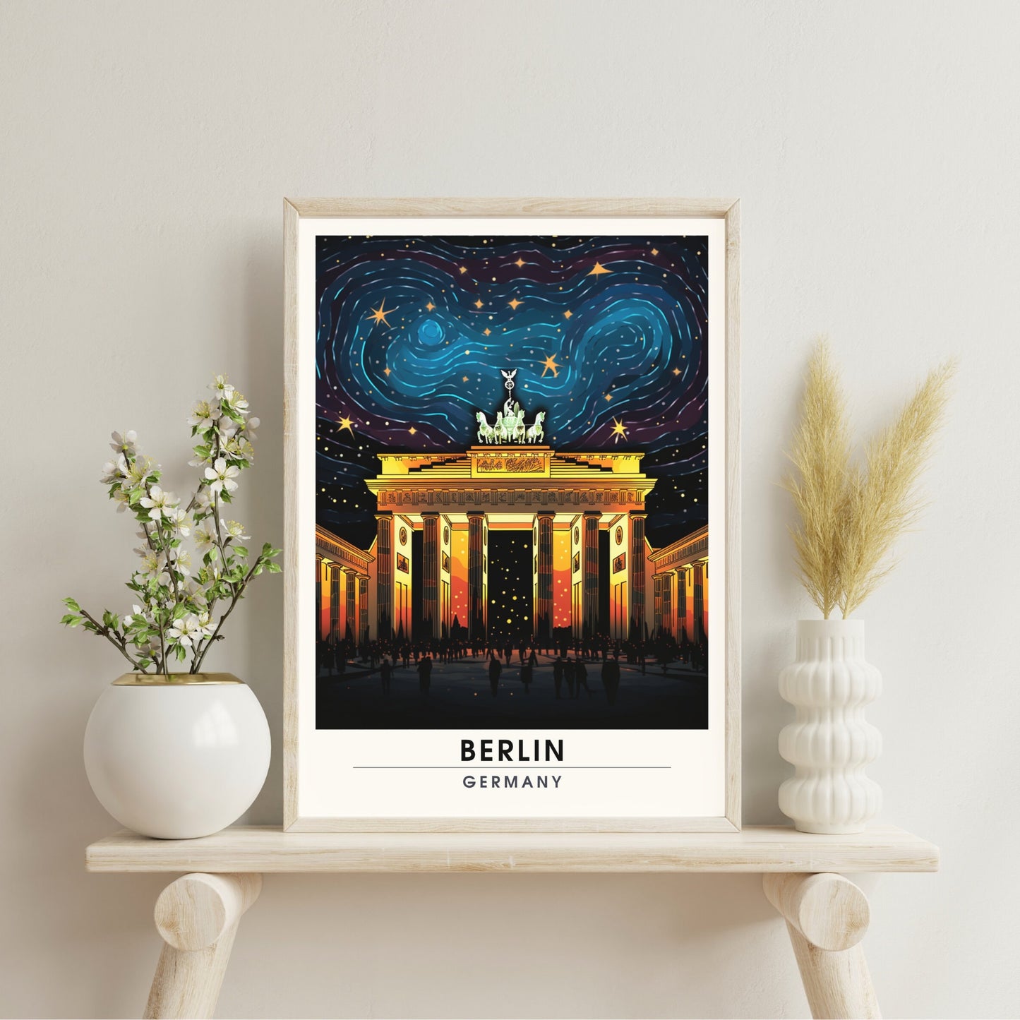 Impression Berlin | Poster de voyage Berlin, Allemagne | Porte de Brandebourg de nuit