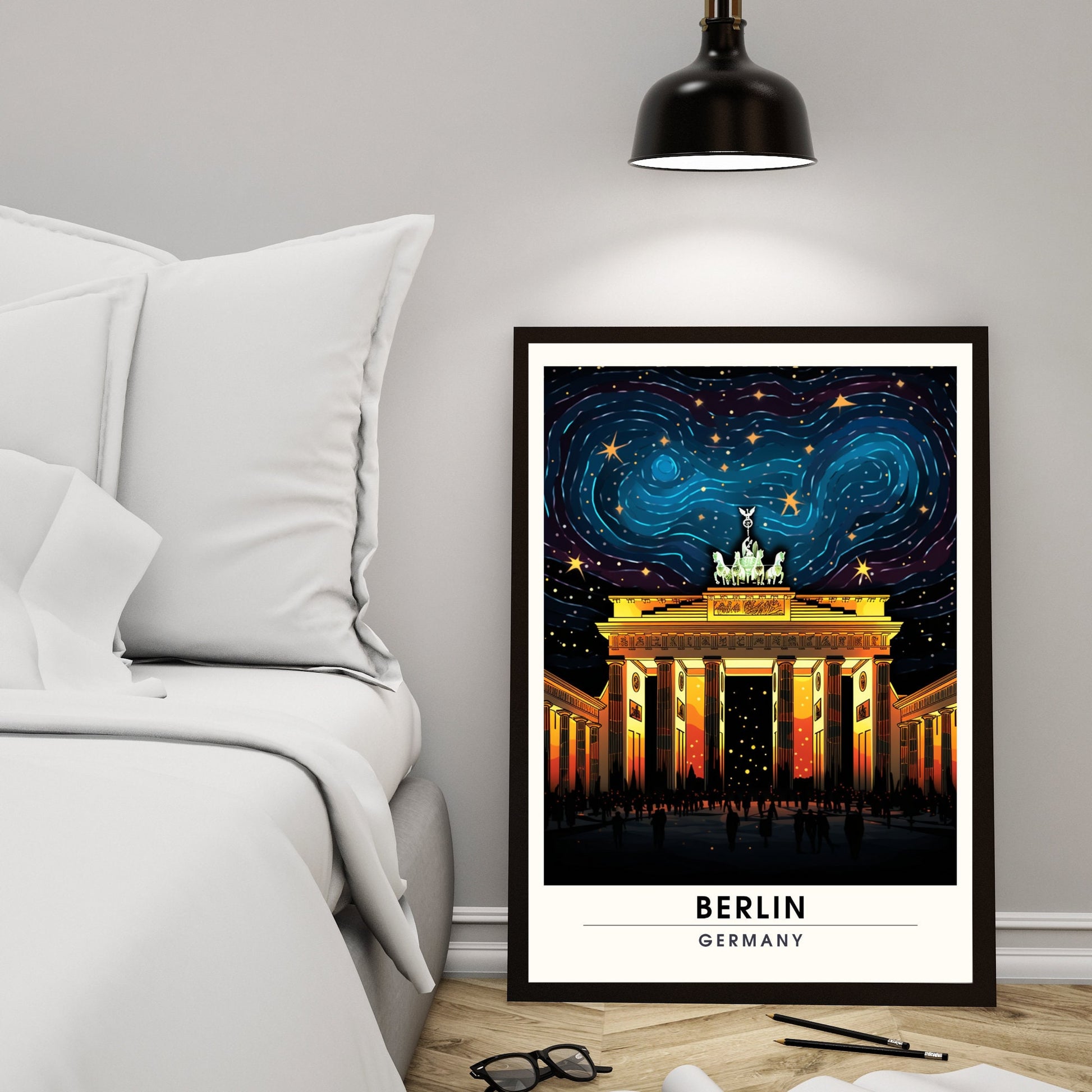 Impression Berlin | Poster de voyage Berlin, Allemagne | Porte de Brandebourg de nuit