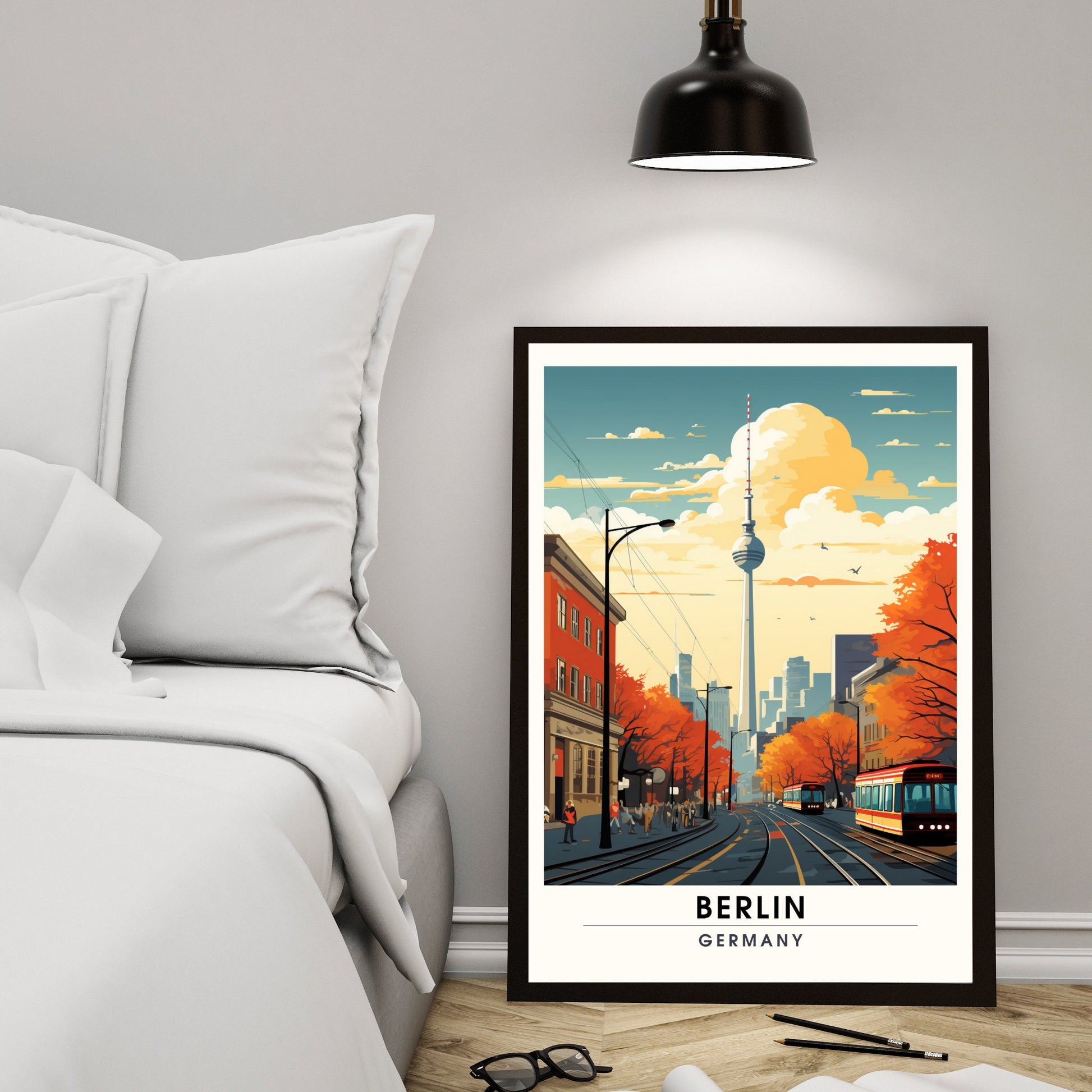 Impression Berlin | Poster de voyage Berlin, Allemagne | Fernsehturm de Berlin