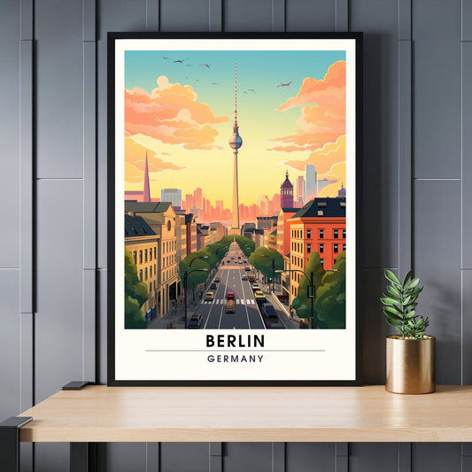 Impression Berlin | Poster de voyage Berlin, Allemagne | vue sur Fernsehturm de Berlin