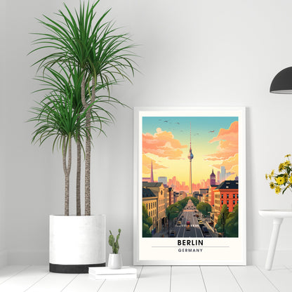 Impression Berlin | Poster de voyage Berlin, Allemagne | vue sur Fernsehturm de Berlin