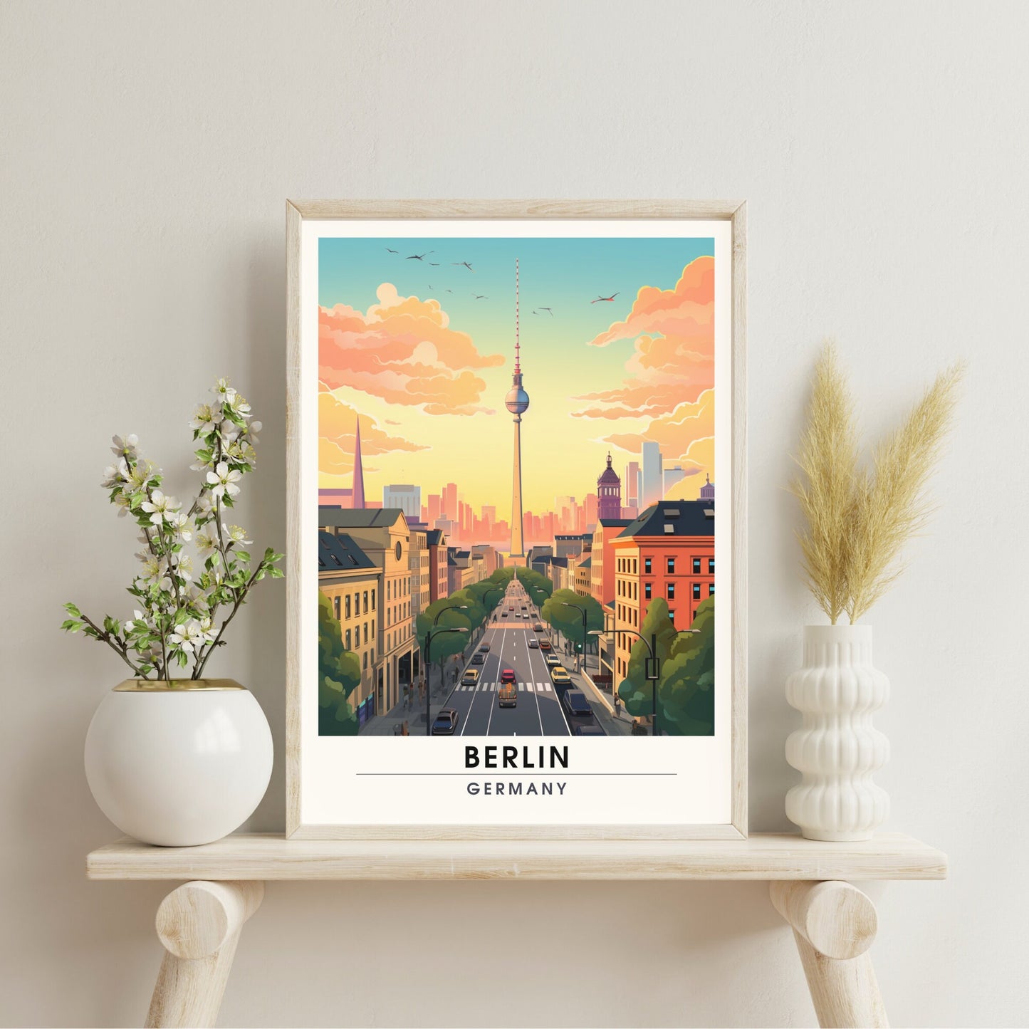 Impression Berlin | Poster de voyage Berlin, Allemagne | vue sur Fernsehturm de Berlin