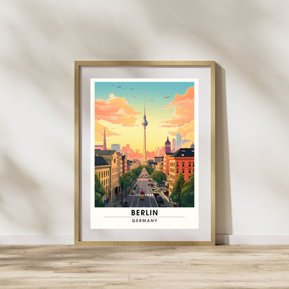 Impression Berlin | Poster de voyage Berlin, Allemagne | vue sur Fernsehturm de Berlin