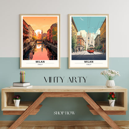 Impression Milan | Poster de voyage Milan | Navigli Milan