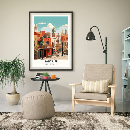 Impression Santa Fe | Impression de voyage Santa Fe | Poster Nouveau Mexique