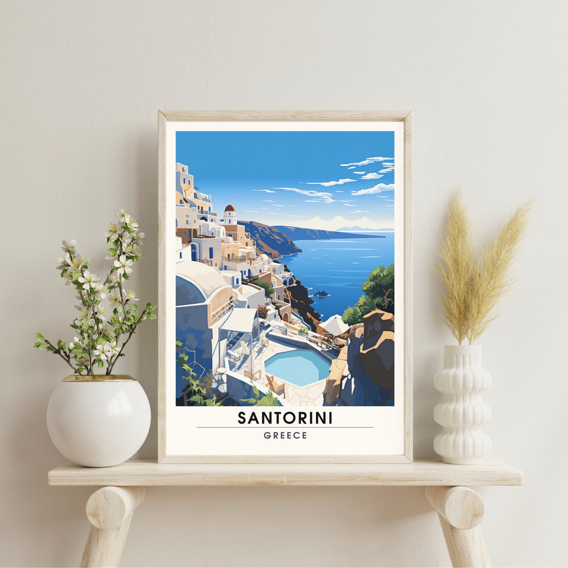 Impression Santorin, Grèce | Affiche de voyage Santorin