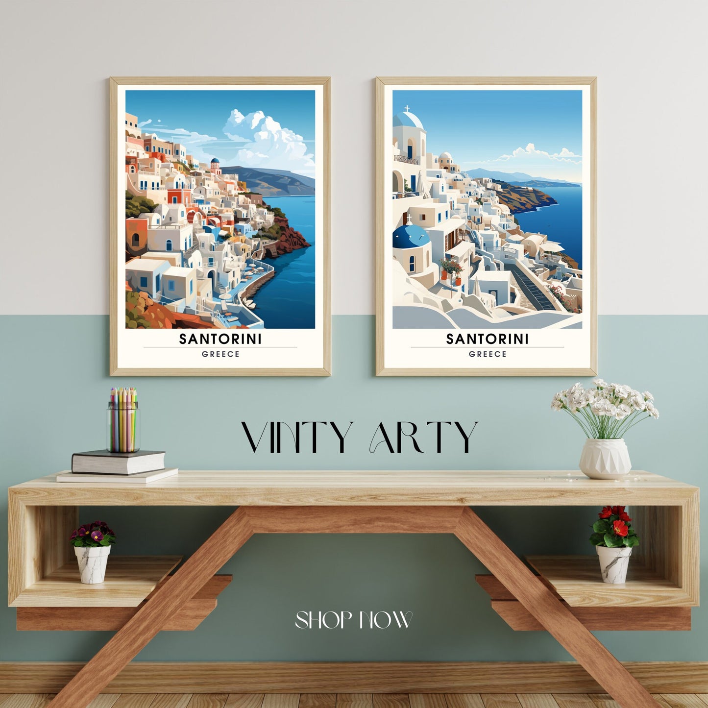 Impression Santorin, Grèce | Affiche de voyage Santorin | Affiche Grèce