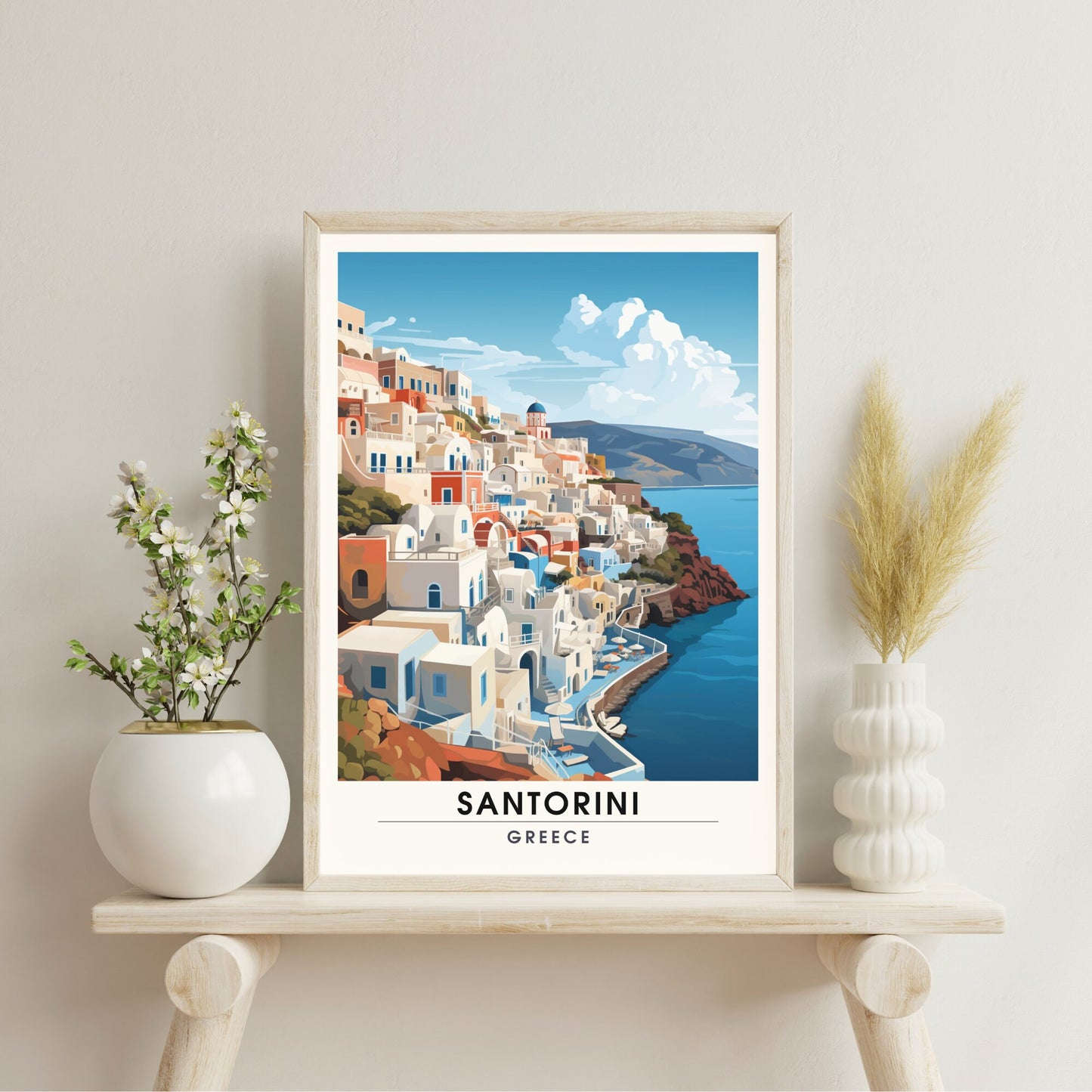 Impression Santorin, Grèce | Affiche de voyage Santorin | Affiche Grèce