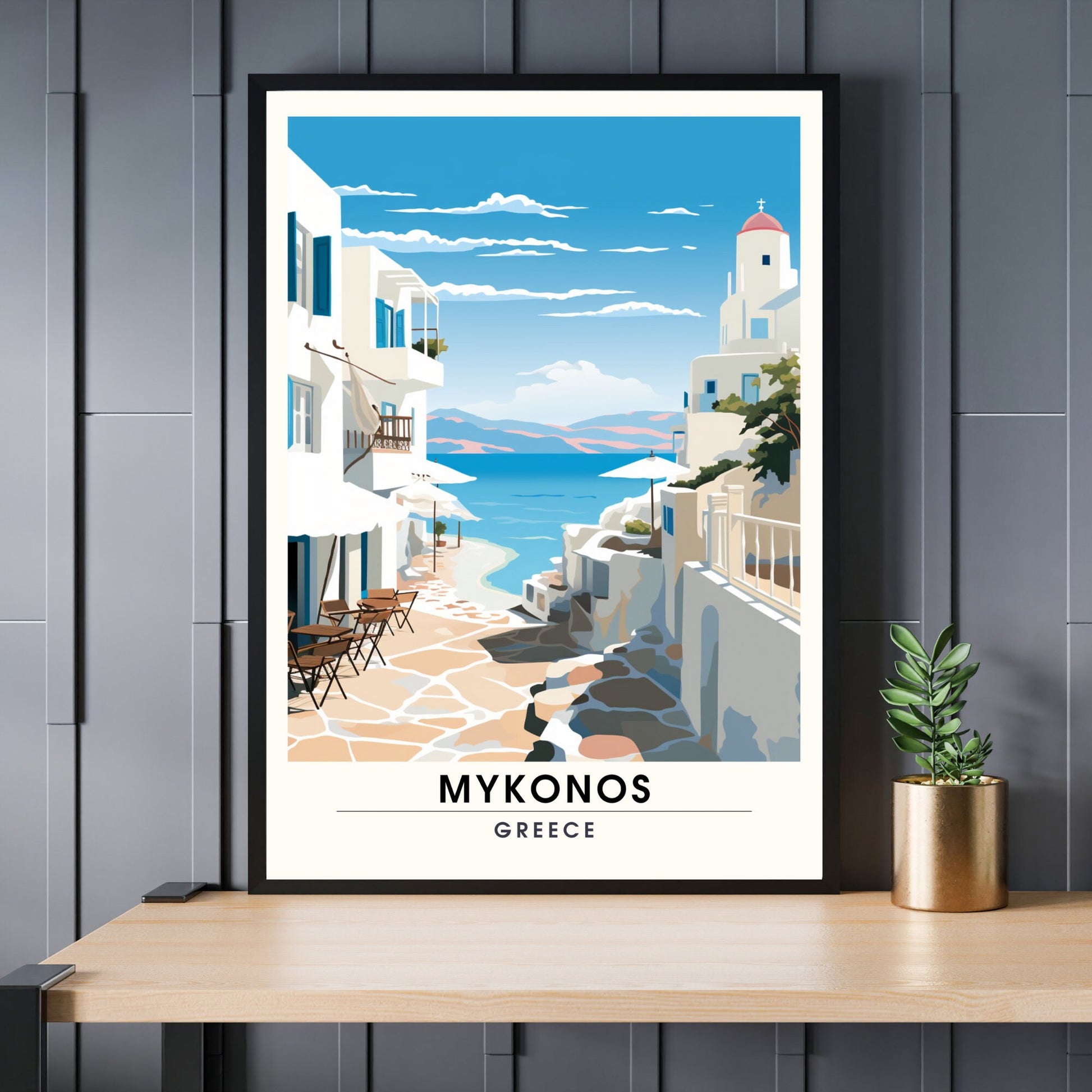 Impression Mykonos | Impression de voyage Mykonos | Poster Grèce