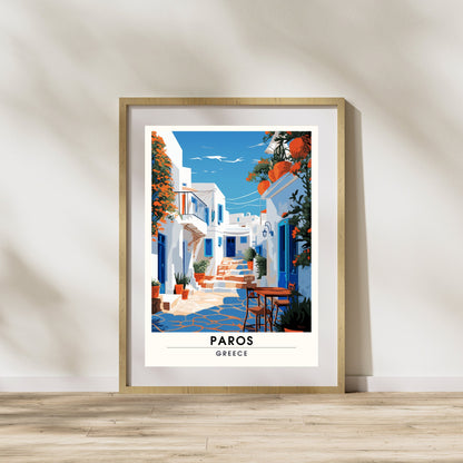 Impression Paros | Poster de voyage Paros, Grèce | Voyage dans les rues de Paros