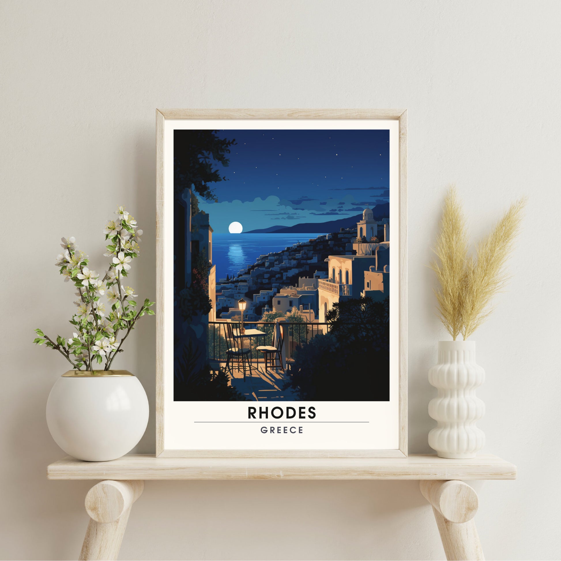 Impression Rhodes | Affiche de voyage Rhodes la nuit