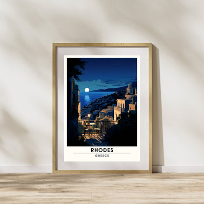 Impression Rhodes | Affiche de voyage Rhodes la nuit