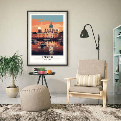 Impression Helsinki | Affiche de Voyage Helsinki au coucher de soleil