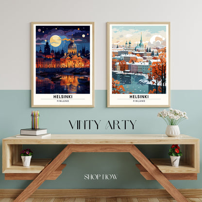 Impression Helsinki | Affiche de Voyage Helsinki en Hiver, Finlande