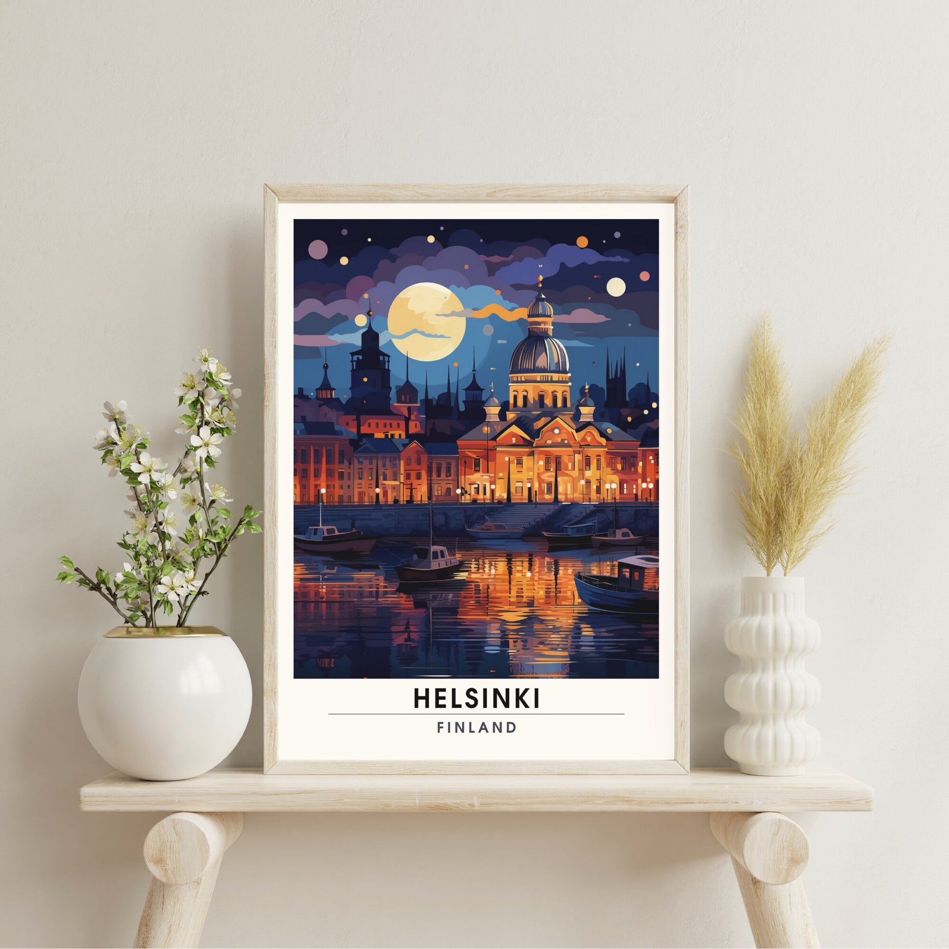 Impression Helsinki | Affiche de Voyage Helsinki de Nuit, Finlande