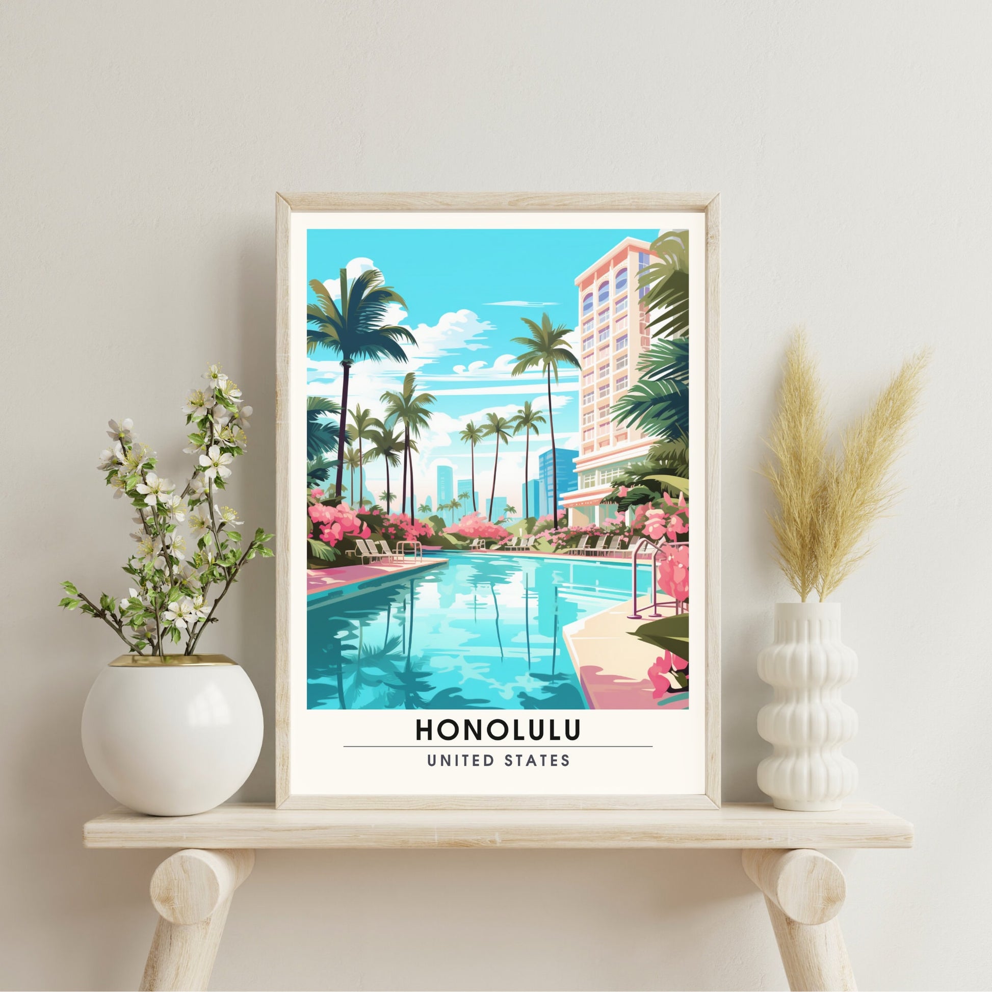 Impression Honolulu | Impression de voyage Honolulu | Poster Hawaï