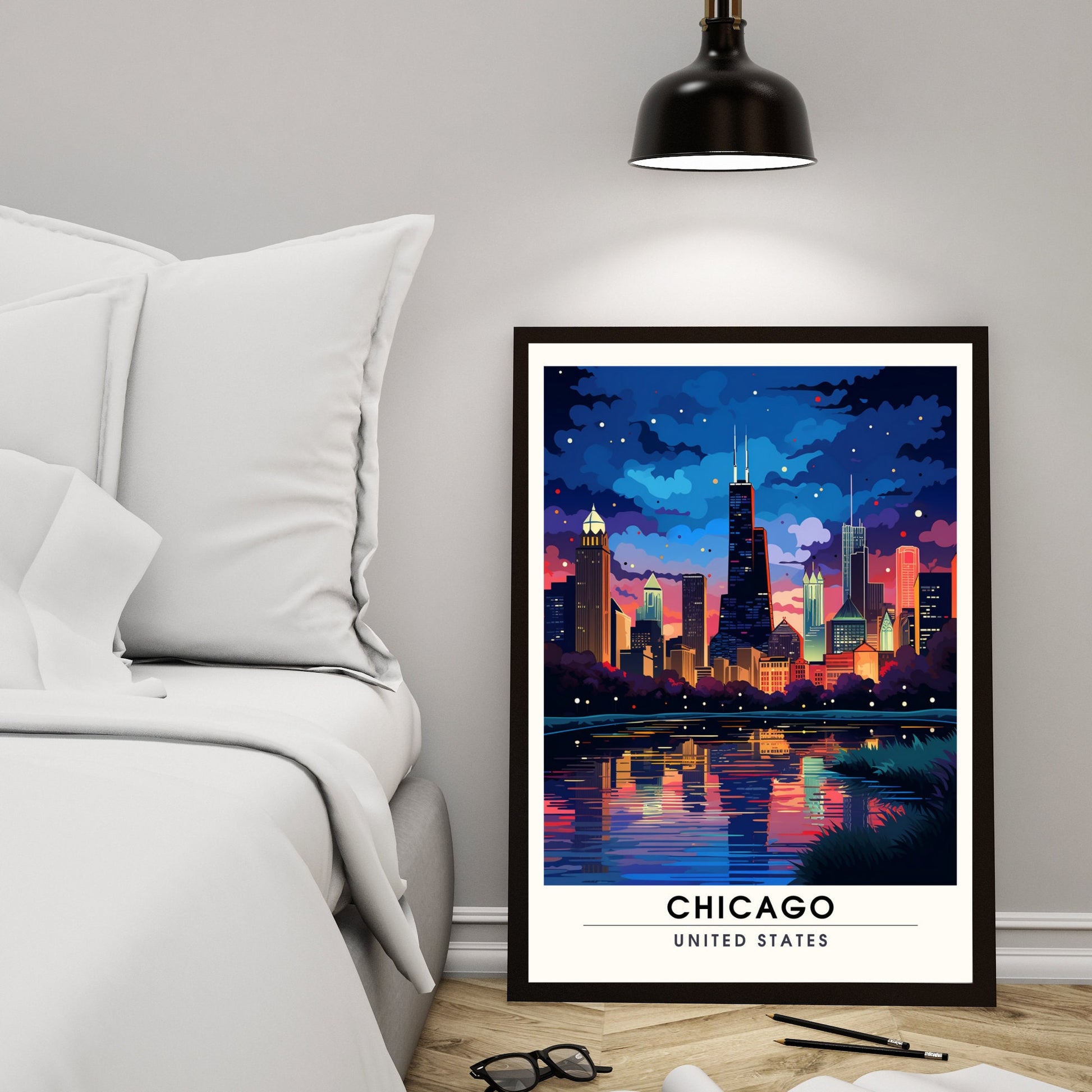 Impression Chicago La Nuit | Explorez la Splendeur Nocturne de Chicago, Illinois