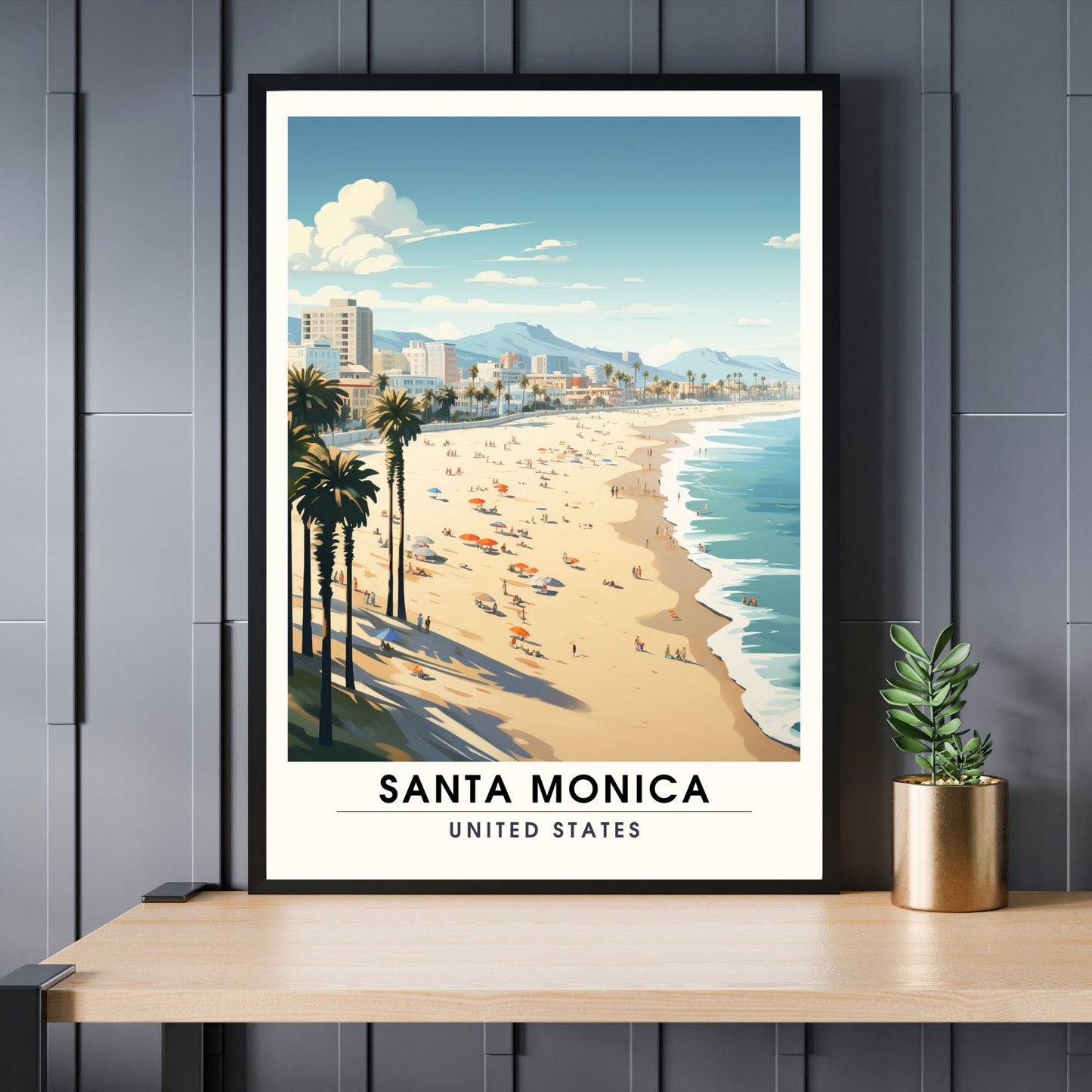 Impression Santa Monica Beach | Impression de voyage Santa Monica Beach | poster cote est