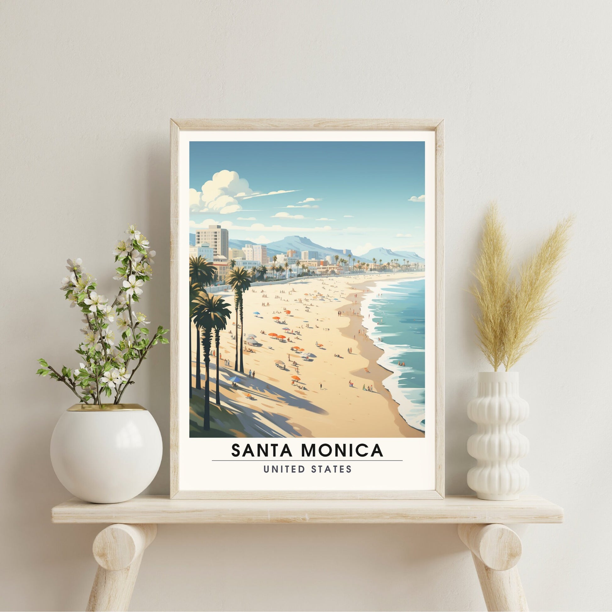 Impression Santa Monica Beach | Impression de voyage Santa Monica Beach | poster cote est