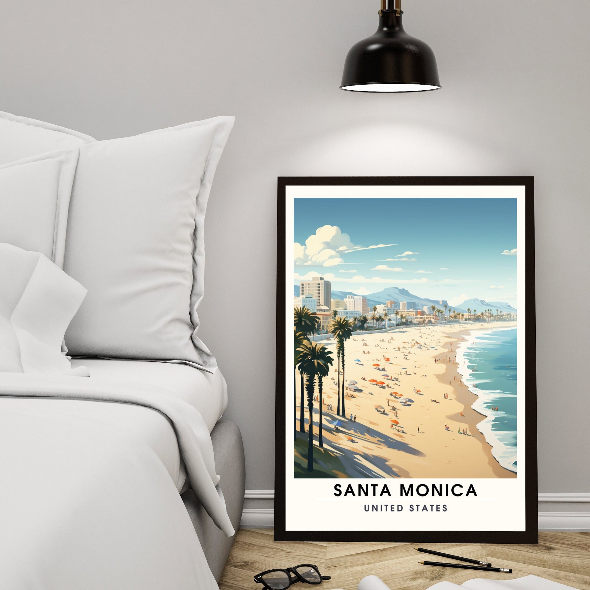 Impression Santa Monica Beach | Impression de voyage Santa Monica Beach | poster cote est