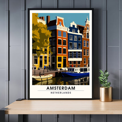 Impression Amsterdam | Poster de voyage Amsterdam | Art d'Amsterdam