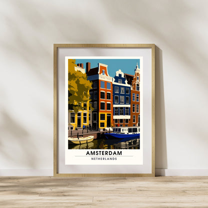 Impression Amsterdam | Poster de voyage Amsterdam | Art d'Amsterdam