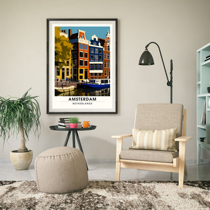 Impression Amsterdam | Poster de voyage Amsterdam | Art d'Amsterdam