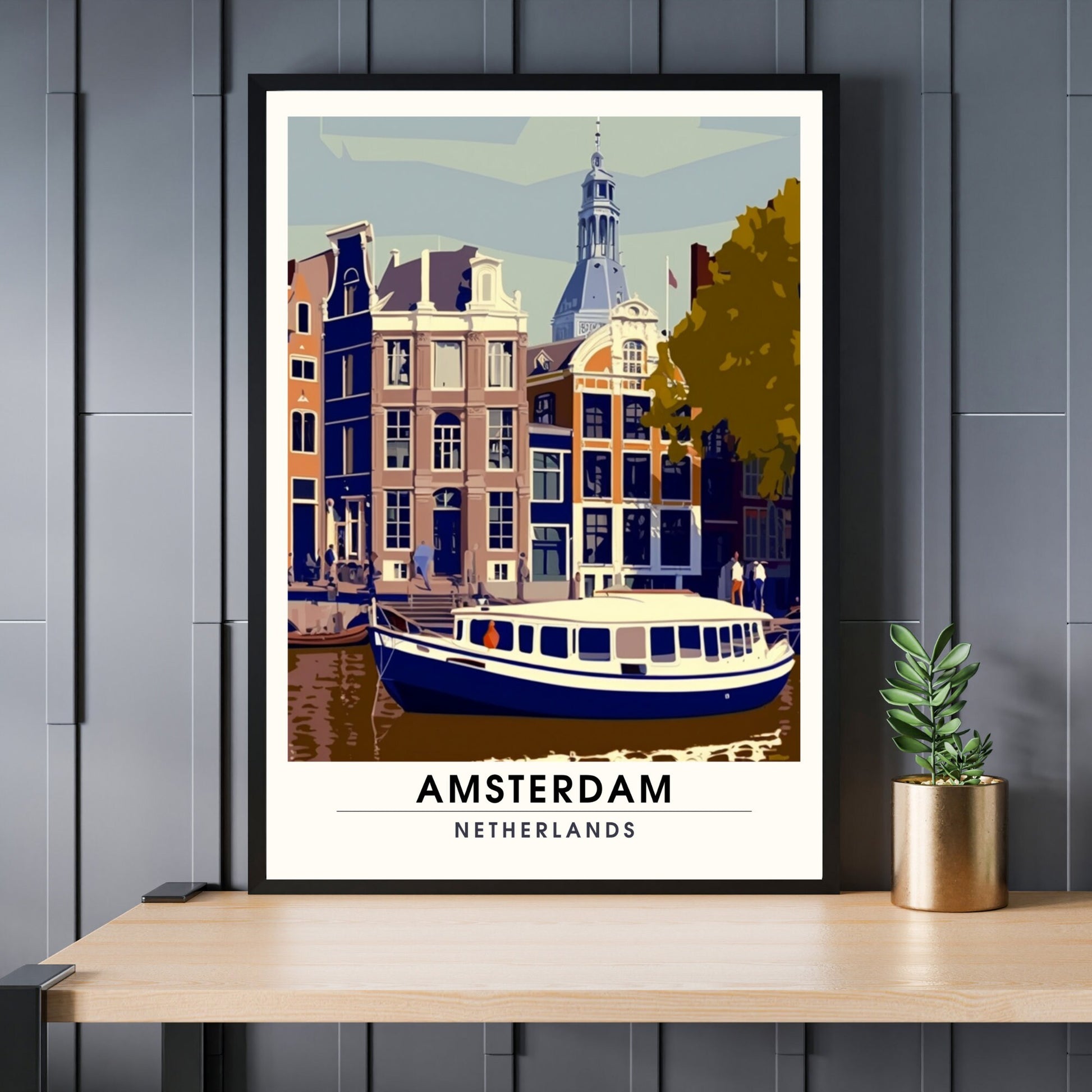 Impression Amsterdam | Poster de voyage Amsterdam | Vintage Amsterdam