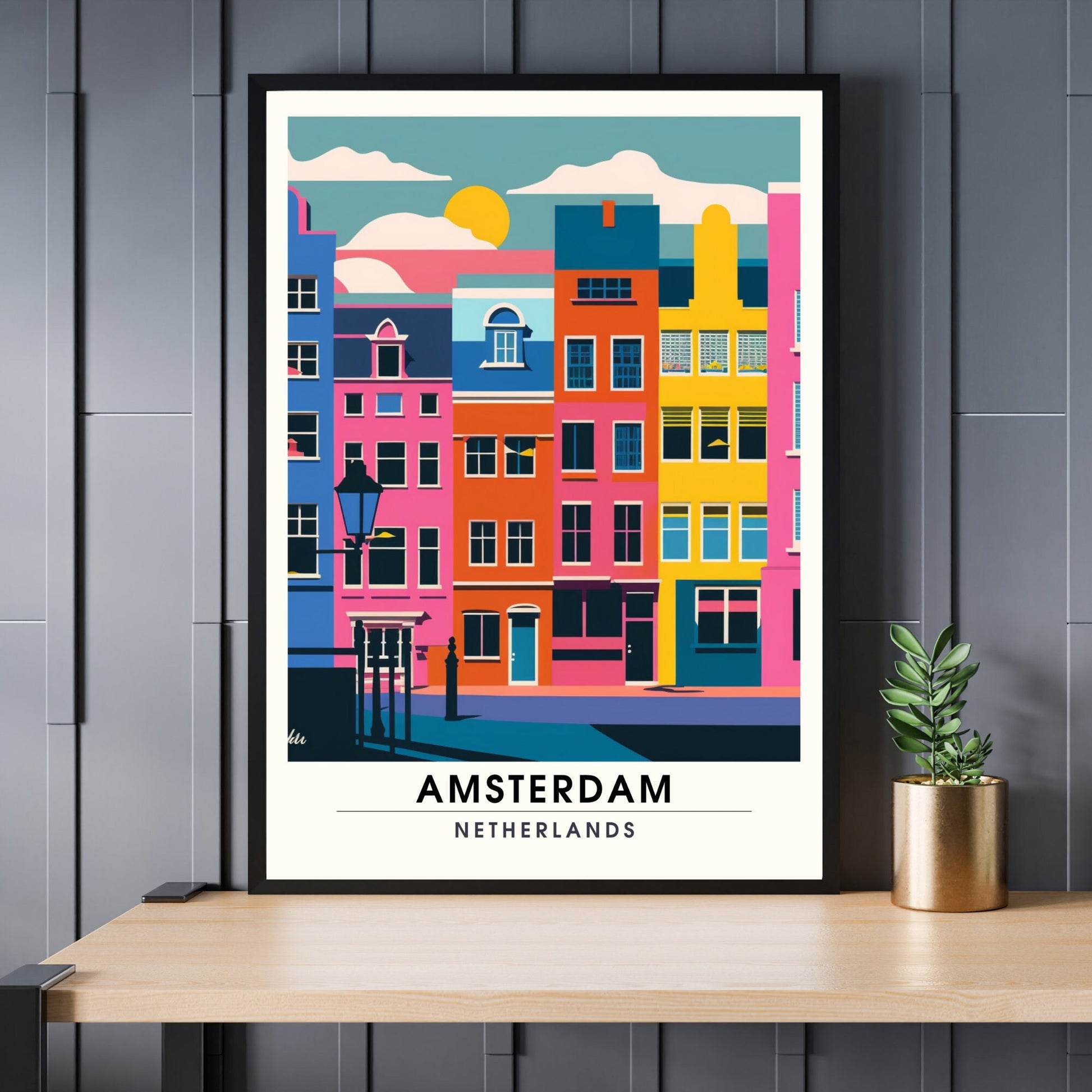 Impression Amsterdam | Poster de voyage Amsterdam | Amsterdam tout en couleurs