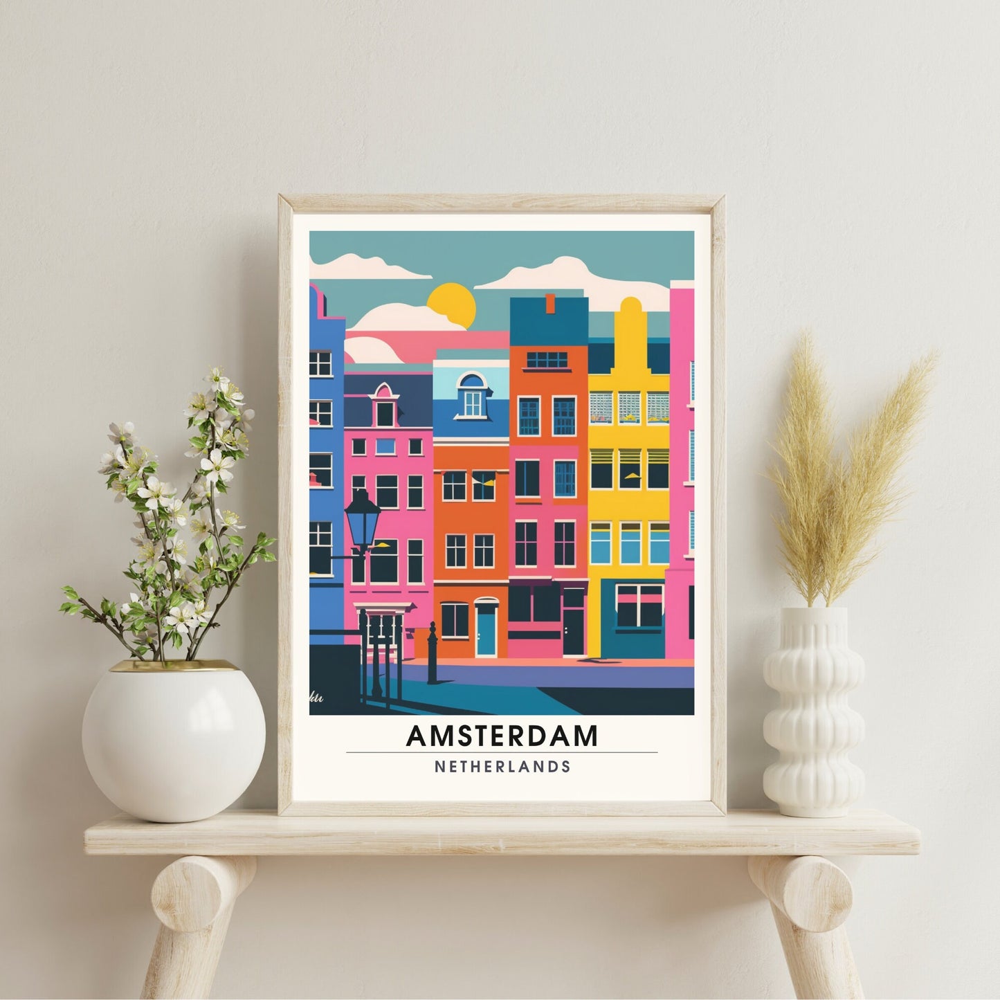 Impression Amsterdam | Poster de voyage Amsterdam | Amsterdam tout en couleurs