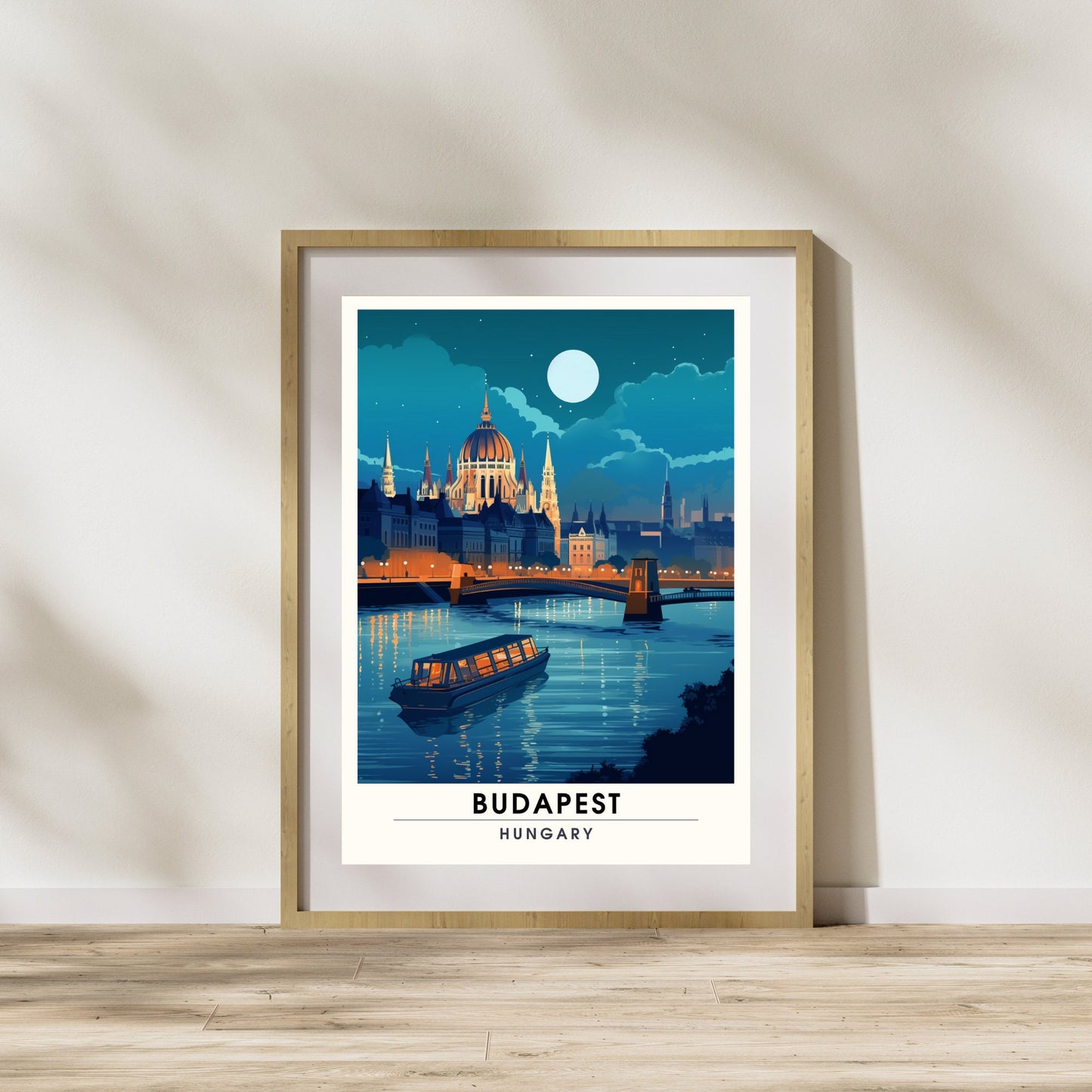 Impression Budapest | Poster de voyage Budapest | Budapest à minuit