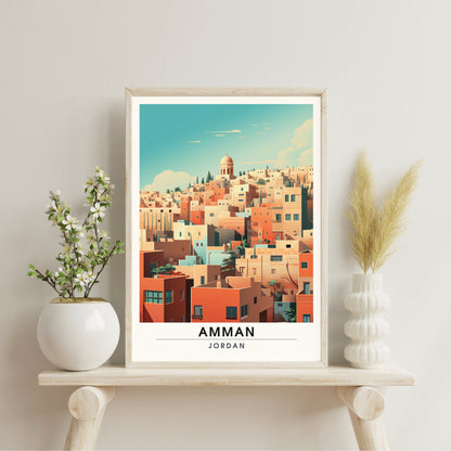 Impression Amman, Jordanie | Impression de voyage Amman | Affiche de voyage Jordanie