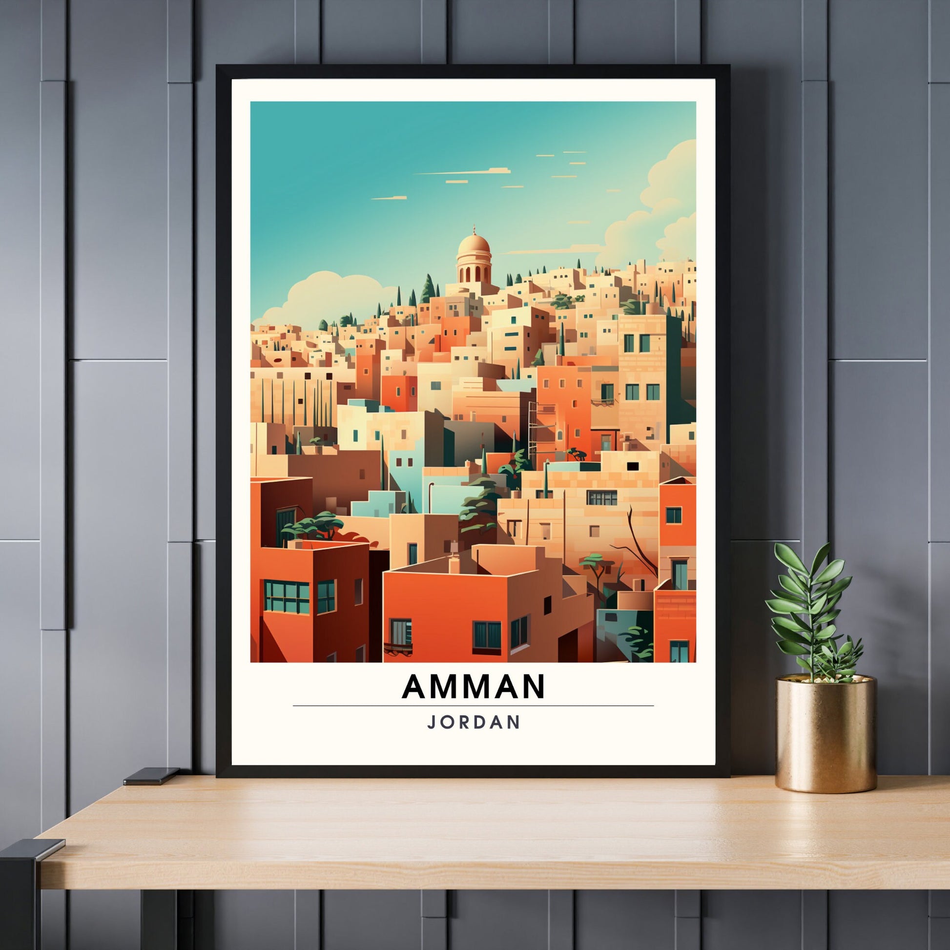 Impression Amman, Jordanie | Impression de voyage Amman | Affiche de voyage Jordanie