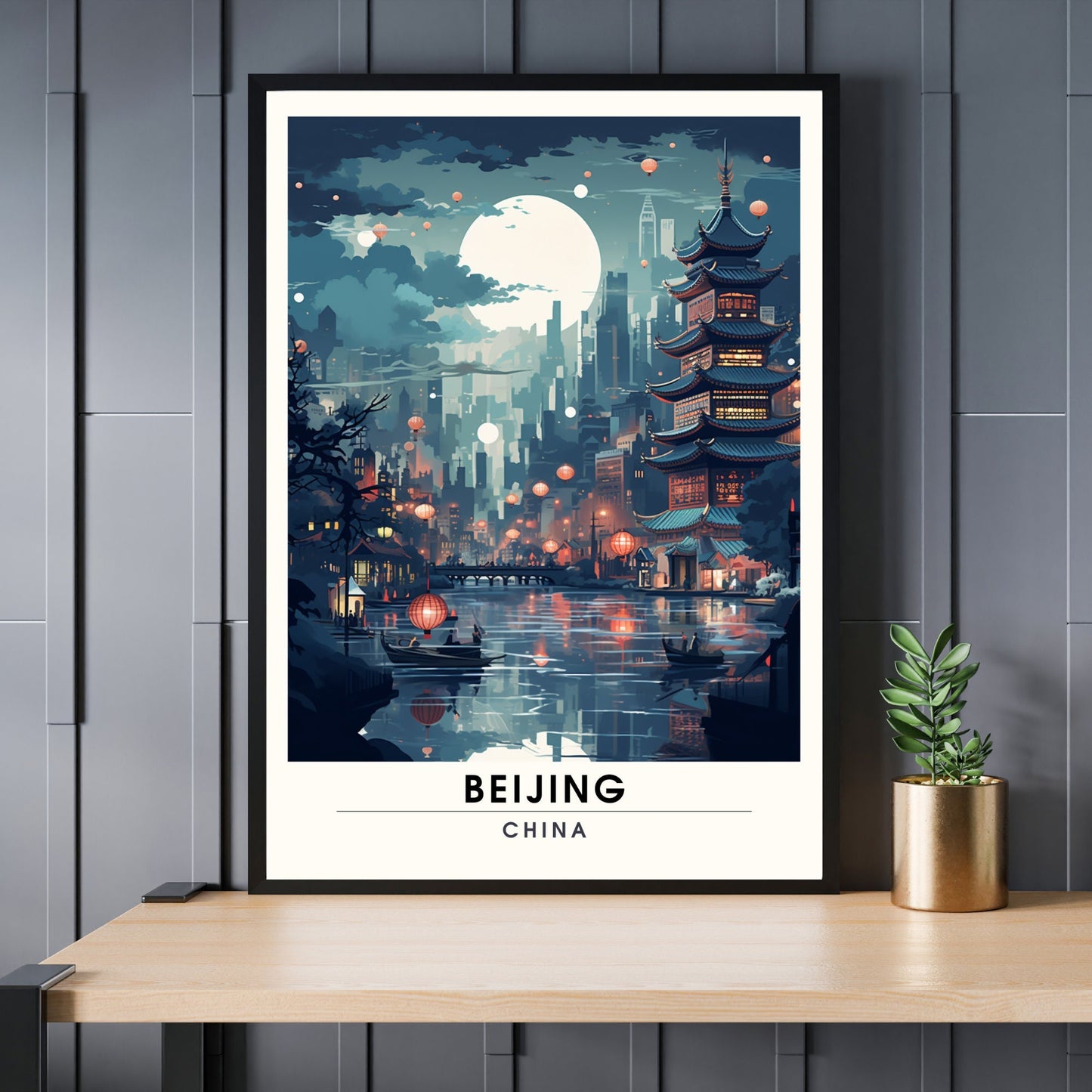 Impression Pékin, Chine | Poster de voyage Pékin la nuit