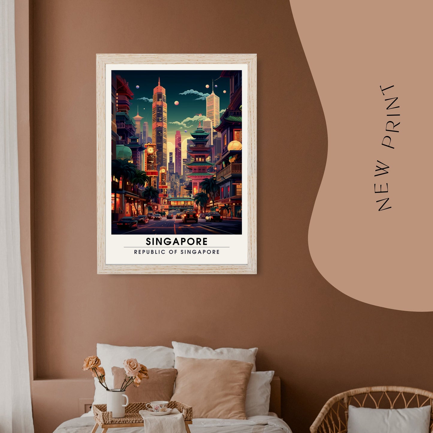 Impression Singapour | Poster de voyage Singapour la nuit