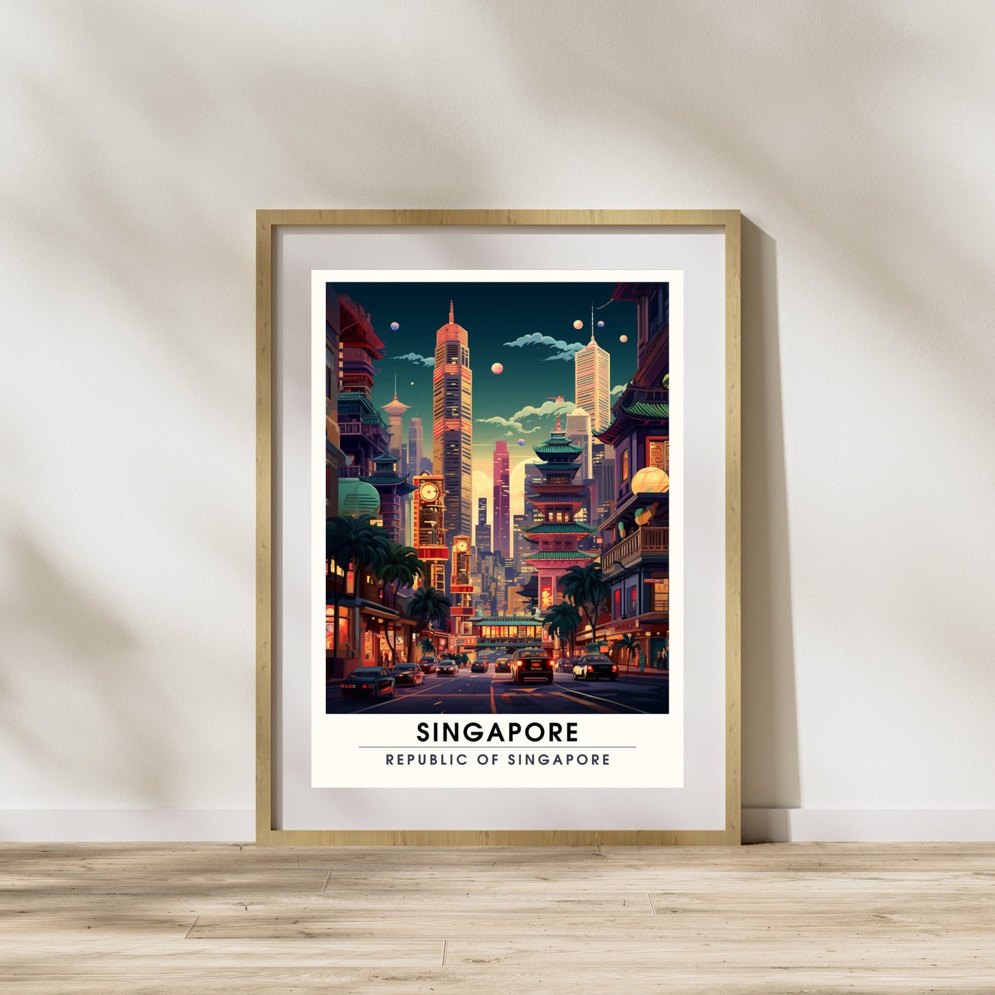 Impression Singapour | Poster de voyage Singapour la nuit